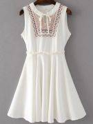 White dress without sleeve with zippers-1