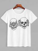 T-Shirt Short Sleeve White Skulls-4