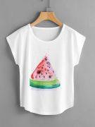 T-Shirt Short Sleeve White Watermelon-1
