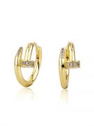 Small cubic zirconia track earring-5