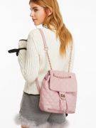 Pink leather backpack-1