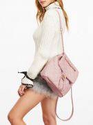 Pink leather backpack-2
