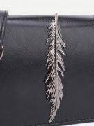 Shoulder bag decorated with metal leaf and chain-3