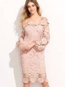 Pink dress with open-shoulder lace-1