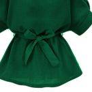 Green blouse half sleeve V collar with waist ties-3