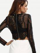 Black blouse attractive lace long you-2