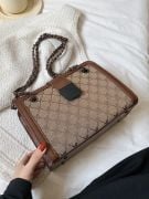 Shoulder bag with brown pattern-2