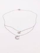 Silver crescent and star double layer necklace-3