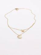 Silver crescent and star double layer necklace-5
