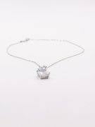 Silver zircon square necklace-3