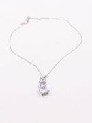 Silver zircon square necklace-4