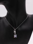 Silver zircon square necklace-5