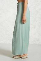 The satin skirt is a green olive-colored muxi-2