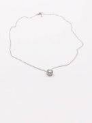 Soft silver zircon lobe necklace-2