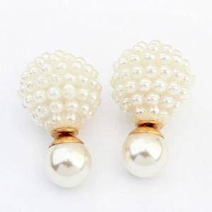 Double Diamond Pearl Earring