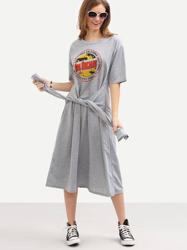 Gray T-shirt short sleeve dress