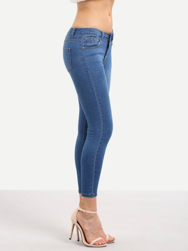 Tight blue elastic jeans