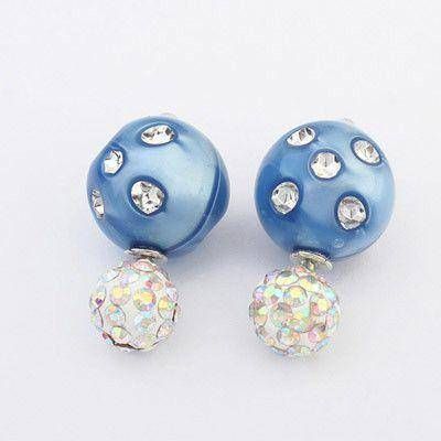 Double crystal colored earring
