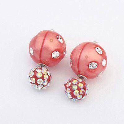 Double crystal colored earring
