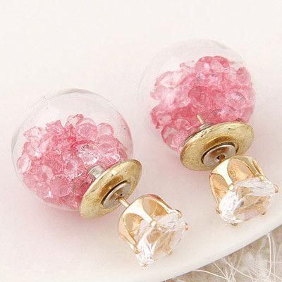 Double Side earrings are filled with crystal
