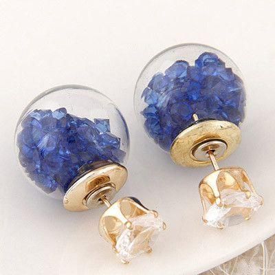 Double Side earrings are filled with crystal