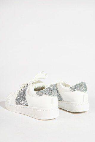 Women sport shoes with silver glitter