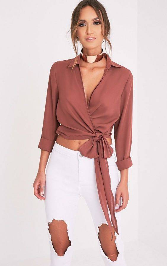 Pink blouse with sleeves