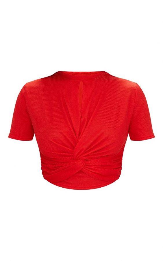 Red blouse with short sleeves