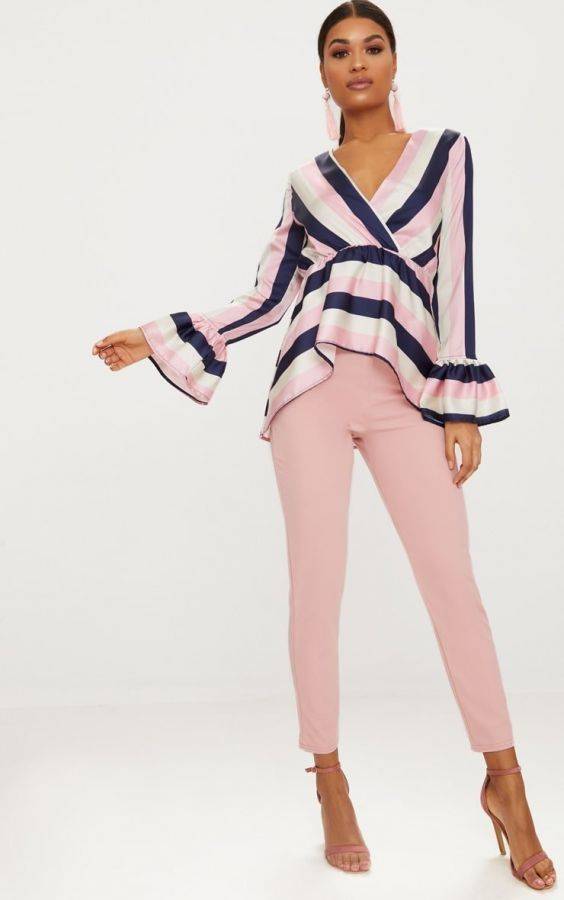 Pink striped blouse