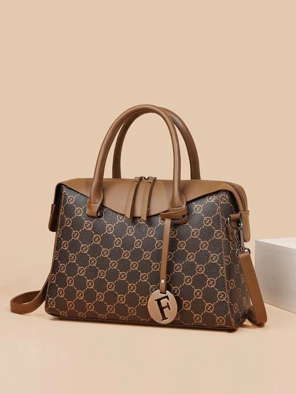 Embellished top handle bag