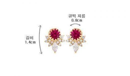 Zirconia earring wreath and colorful pink