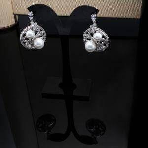 Pearl Circles Earrings Cubic Zirconia