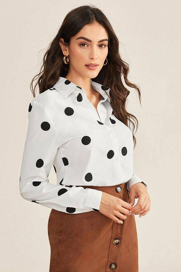White blouse with dotted buttons