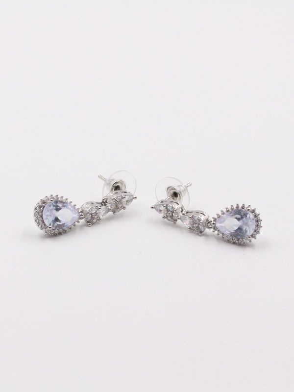 Teardrop shaped zircon evening earrings