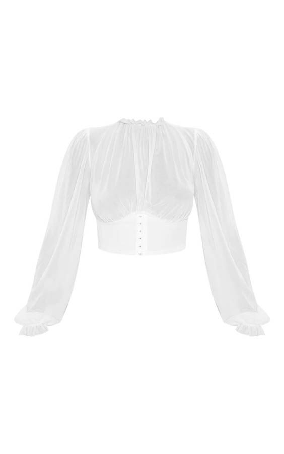 Creamy long blouse