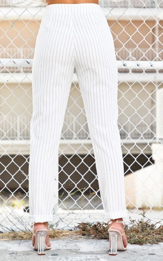 Striped white trousers