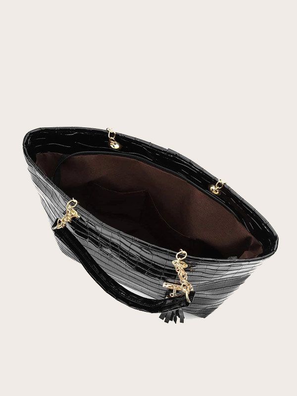 Crocodile-embossed handbag