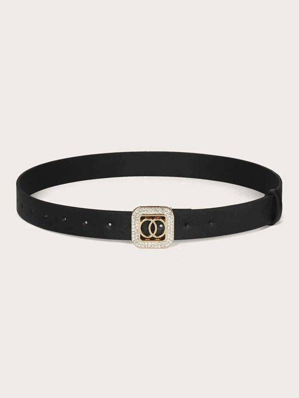 Chanel black leather belt