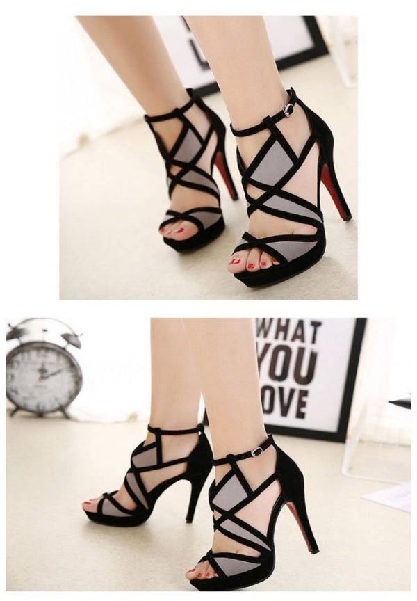 Sandal black summer high heel