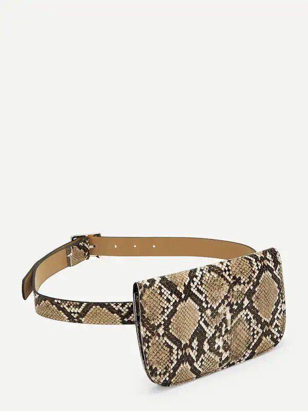 Snake leather bag with waist belt