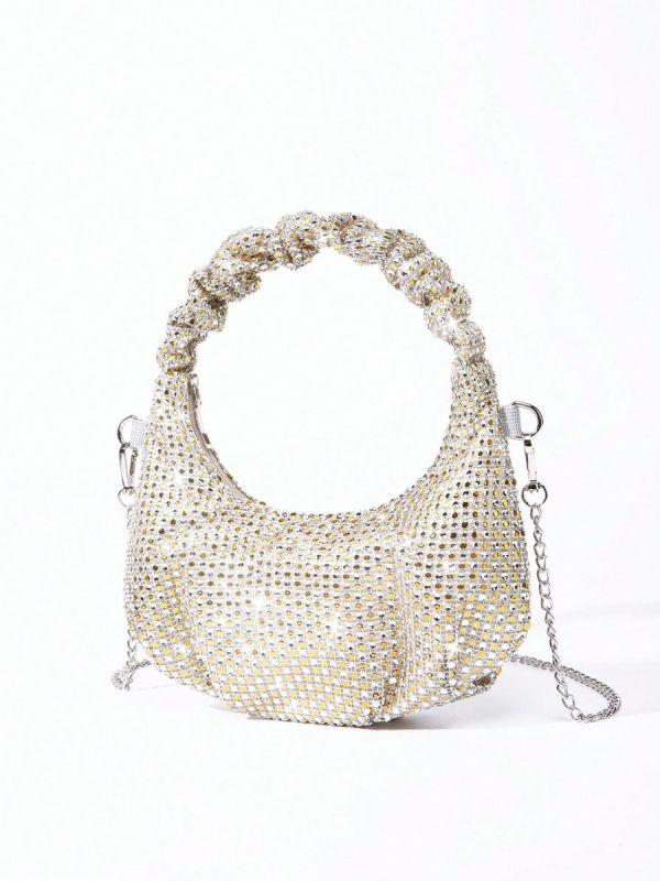 Silver and gold crystal evening bag