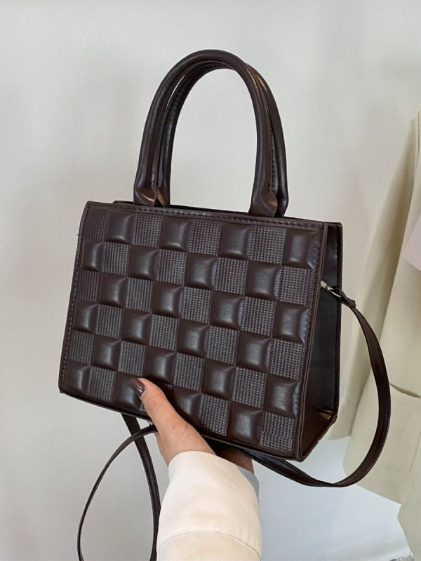 Women's bag with brown squares