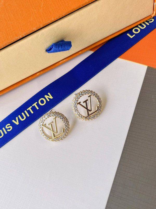 Louis Vuitton Zircon Curve Logo Earring