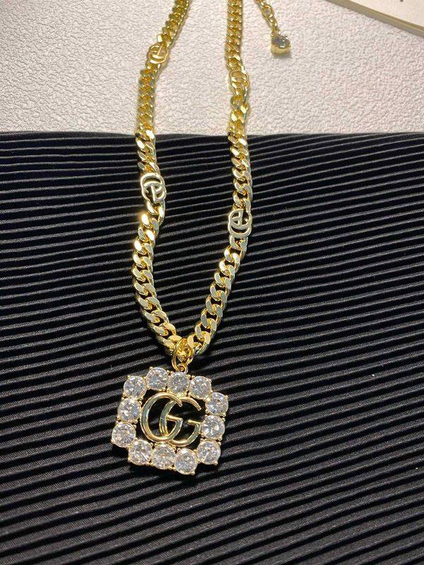 Gucci large gold crystal necklace
