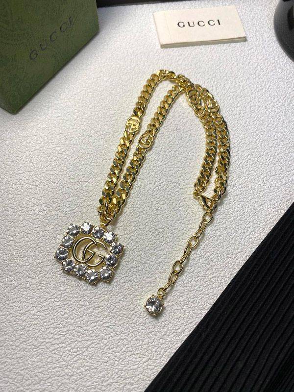 Gucci large gold crystal necklace