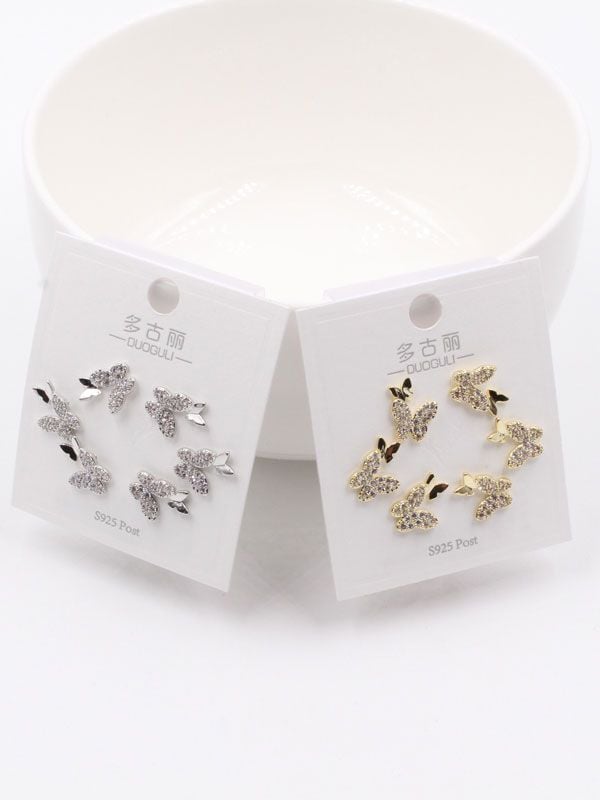 Butterfly earrings set zircon