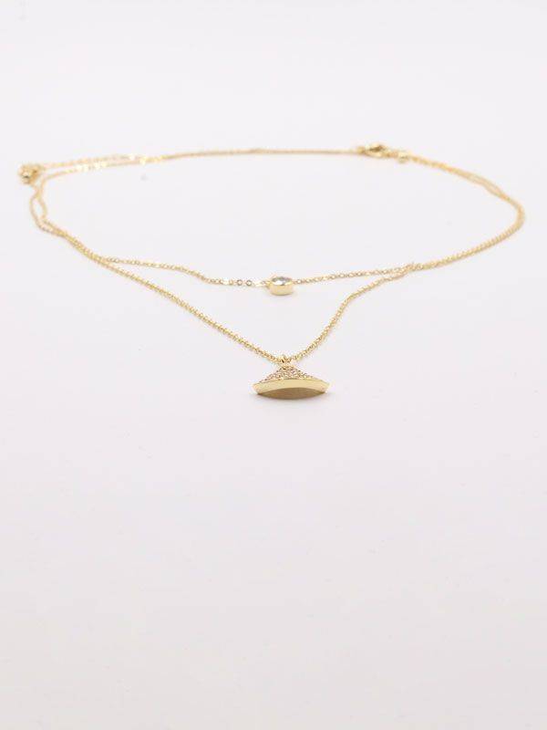 Bvlgari necklace two layers gold zircon