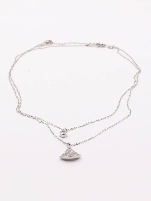 Bvlgari necklace two layers gold zircon