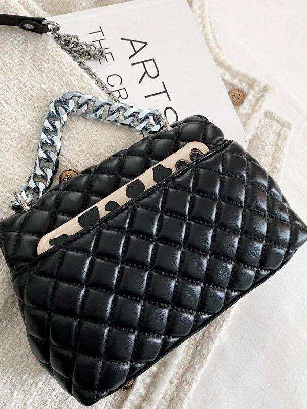 Chain Square Stripe Shoulder Bag