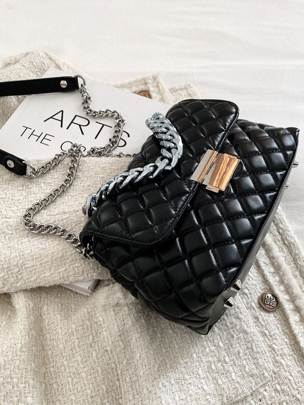 Chain Square Stripe Shoulder Bag